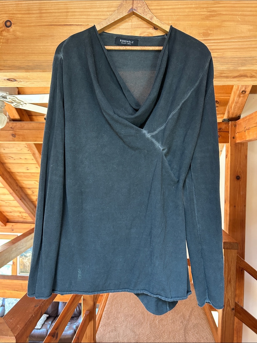 Black Label Rundholz Charcoal Black Draped Knit Top